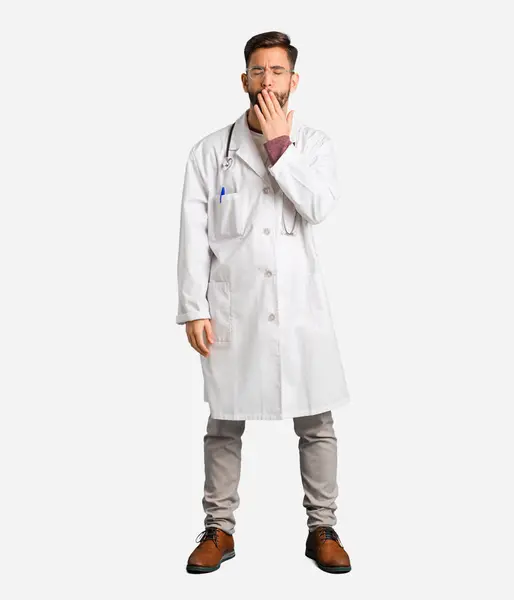 Young Doctor Man Tired Very Sleepy — Stock Photo, Image