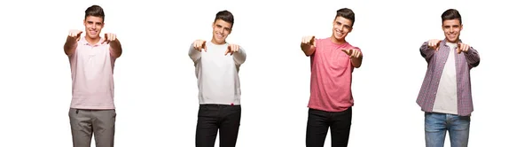 Collection Young Man Cheerful Smiling — Stock Photo, Image