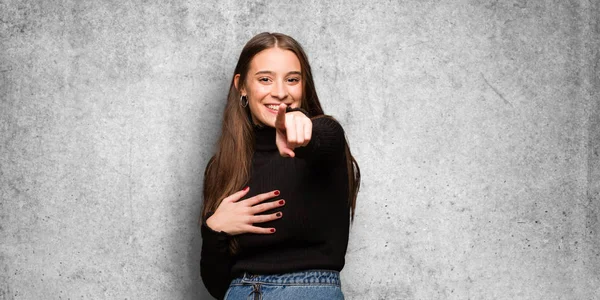 Young Cute Woman Dreams Achieving Goals Purposes — Stock Photo, Image