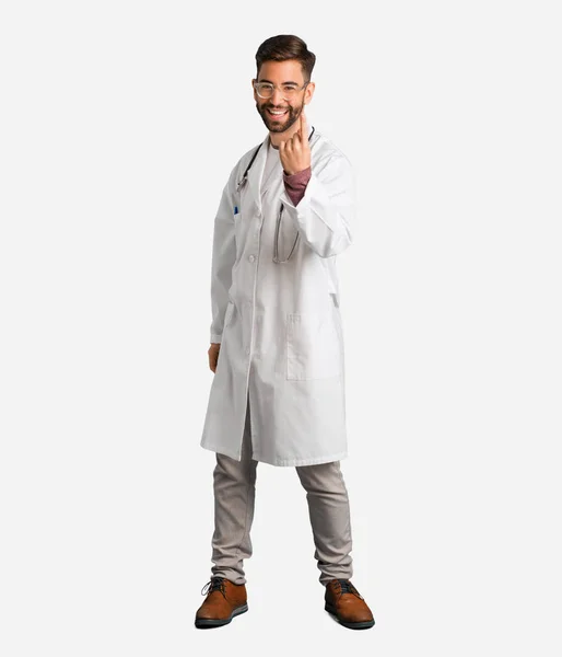 Unga Läkare Man Inbjudande Att Komma — Stockfoto