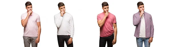 Collection Young Man Doubting Confused — Stock Photo, Image