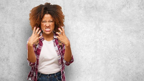 Young Traveler Black Woman Angry Upset — Stock Photo, Image