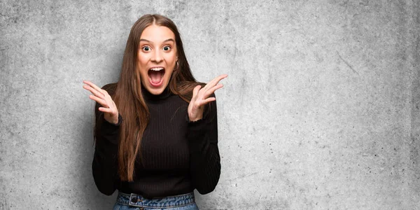 Young Cute Woman Celebrating Victory Success — Stock Photo, Image