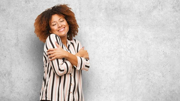 Young Black Afro Woman Giving Hug — Stock Photo, Image