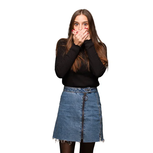 Young Cute Woman Surprised Shocked — Stock Photo, Image