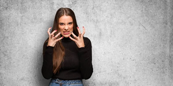 Young Cute Woman Angry Upset — Stock Photo, Image