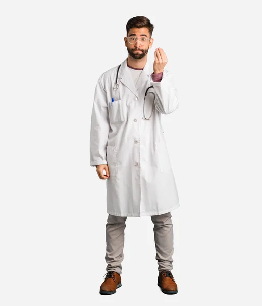 Young Doctor Man Doing Typical Italian Gesture — Stock Photo, Image