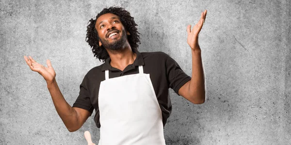 Handsome African American Baker Laughing Having Fun Being Relaxed Cheerful — Stock Photo, Image