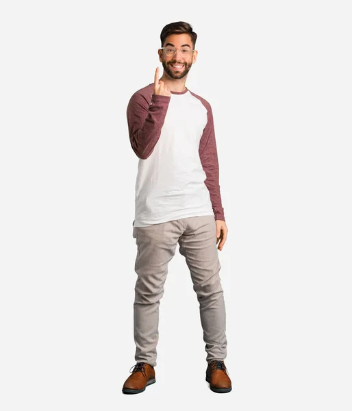 Young Handsome Man Inviting Come — Stock Photo, Image