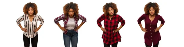 Genç Siyah Kadın Koleksiyonu Çok Kızgın Birini Azarlamak — Stok fotoğraf