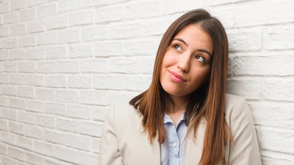 Young Business Woman Dreaming Achieving Goals Purposes — Stock Photo, Image