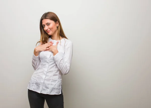 Young Russian Girl Doing Romantic Gesture — Stock Photo, Image