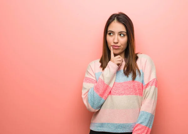 Young Cute Woman Doubting Confused — Stock Photo, Image