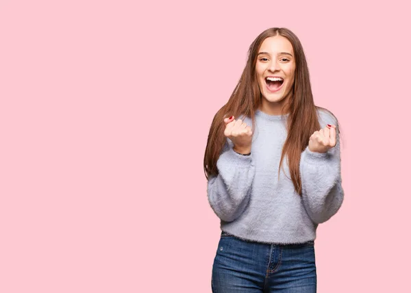 Giovane Donna Caucasica Sorpreso Scioccato — Foto Stock