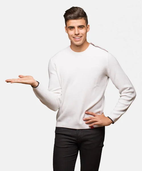 Young Authentic Man Holding Something Hand — Stock Photo, Image