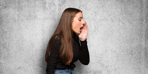 Young Cute Woman Whispering Gossip Undertone — Stock Photo, Image