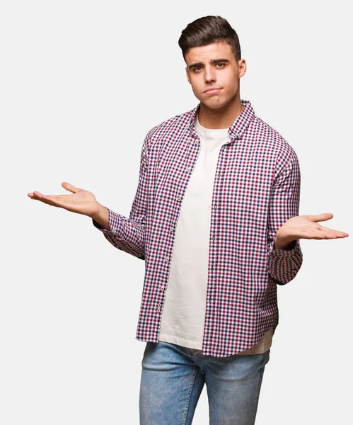 Young Cool Man Confused Doubtful — Stock Photo, Image