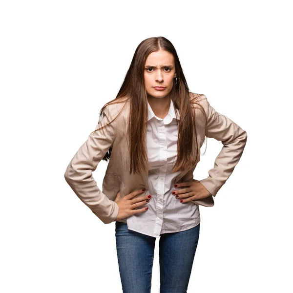 Junge Kaukasische Geschäftsfrau Schimpft Jemand Sehr Wütend — Stockfoto