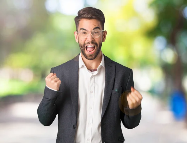 Joven Hombre Negocios Guapo Sorprendido Sorprendido — Foto de Stock