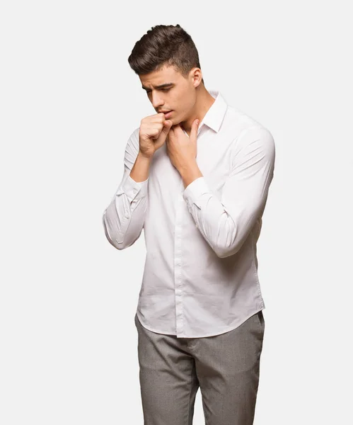 Young Business Cool Man Coughing Sick Due Virus Infection — Stock Photo, Image