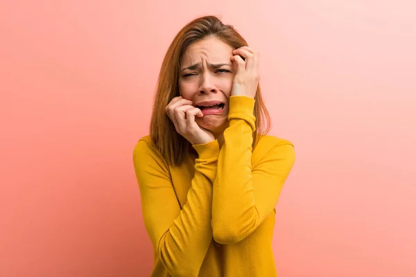 Young Pretty Young Woman Whining Crying Disconsolately — Stock Photo, Image