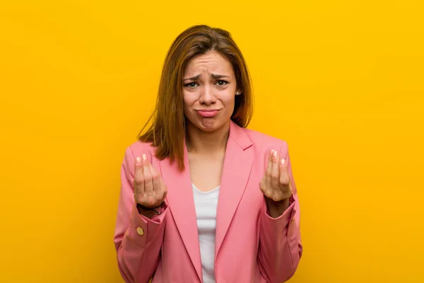 Jonge Mode Business Vrouw Laten Zien Dat Geen Geld Heeft — Stockfoto