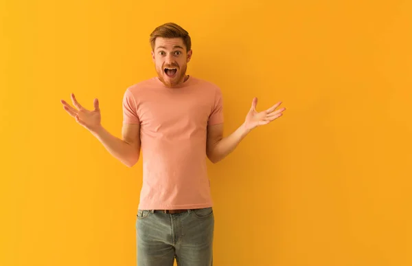 Young Redhead Man Celebrating Victory Success — Stock Photo, Image