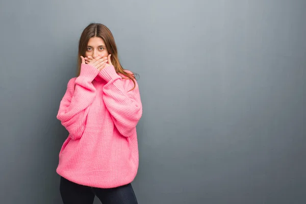 Young Russian Natural Girl Surprised Shocked — Stock Photo, Image