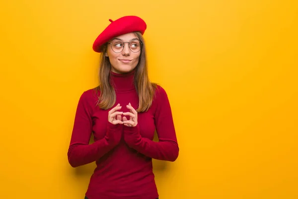 Junge Französische Künstlerin Entwirft Einen Plan — Stockfoto