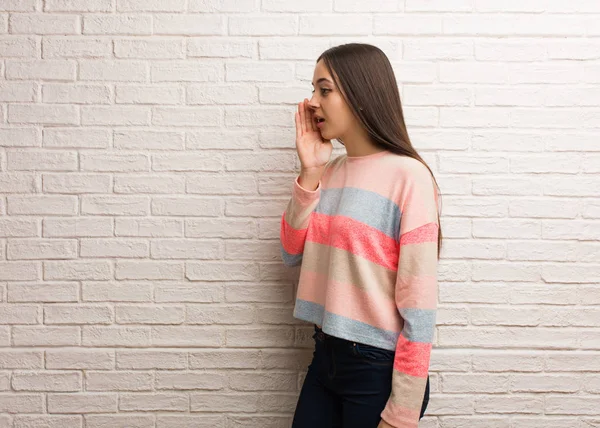 Young Modern Woman Whispering Gossip Undertone — Stock Photo, Image