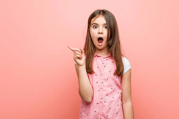 Cute Little Girl Pointing Side — Stock Photo, Image