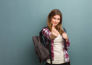 Genç öğrenci Rus kadın davet için gelmek