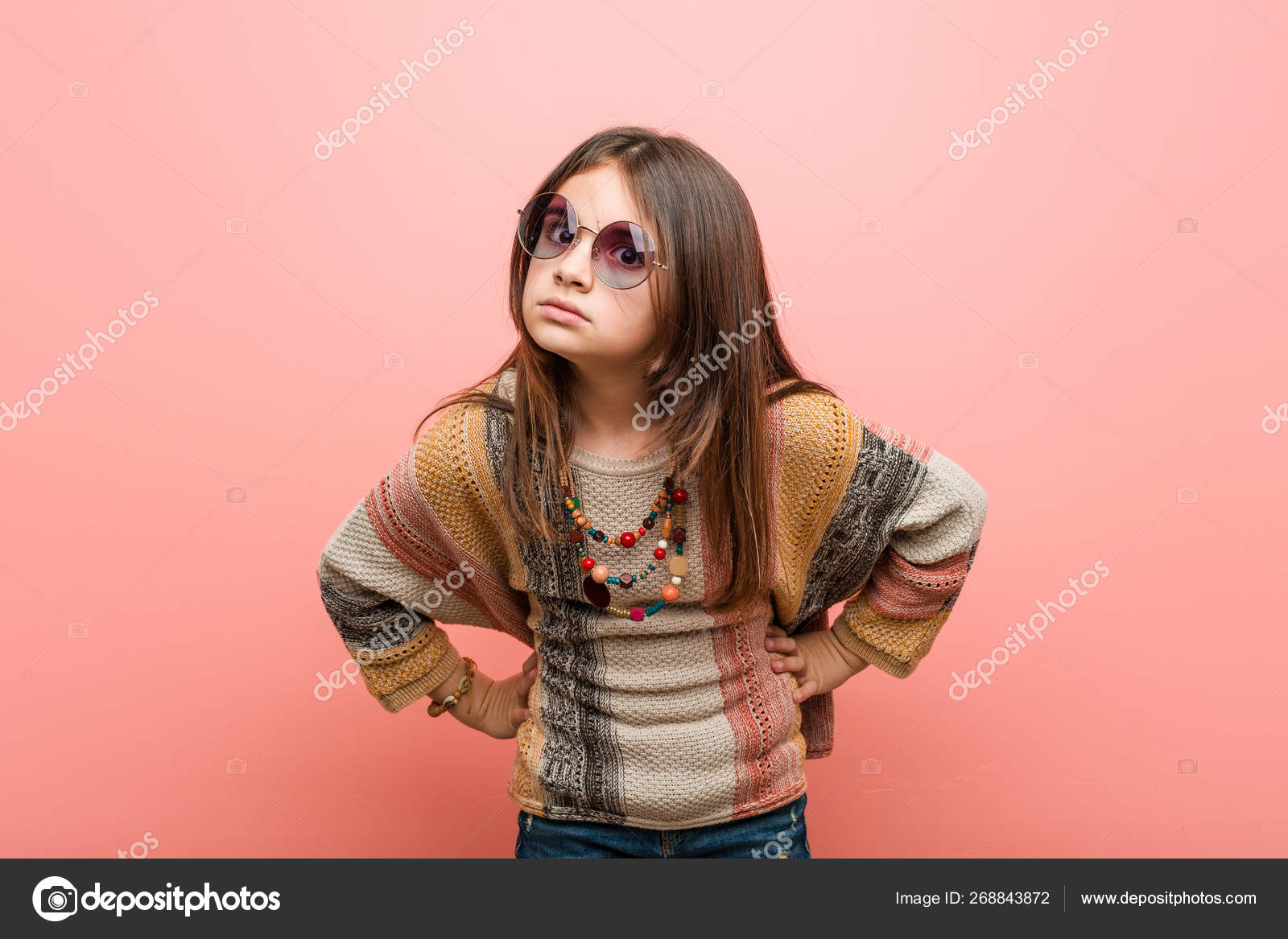 Little Hippie Girl Scolding Someone Very Angry Stock Photo
