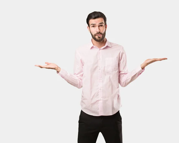 Young Handsome Man Confused Doubtful — Stock Photo, Image