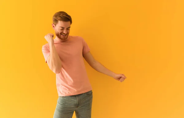 Young Redhead Man Dancing Having Fun — 스톡 사진