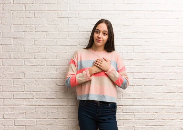 Young Modern Woman Doing Romantic Gesture — Stock Photo, Image