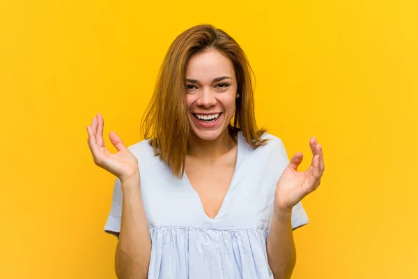 Young Pretty Young Woman Joyful Laughing Lot Happiness Concept — Stockfoto