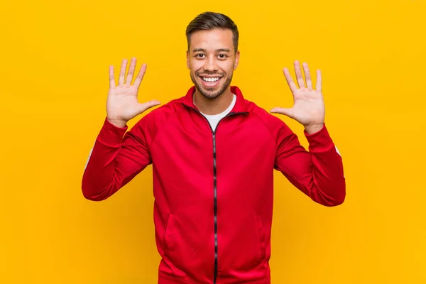 Young Filipino Fitness Man Showing Number Ten Hands — 스톡 사진