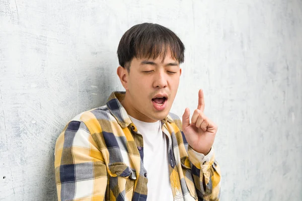Young Chinese Man Face Closeup Dancing Having Fun — Stock Photo, Image
