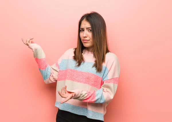 Young Cute Woman Confused Doubtful — Stock Photo, Image