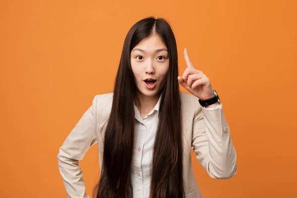 Unga Företag Kinesisk Kvinna Har Idé Inspiration Koncept — Stockfoto