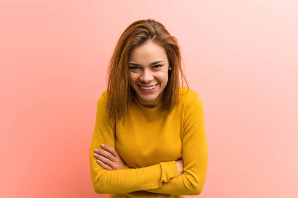 Young Pretty Young Woman Laughing Having Fun — Stock Photo, Image