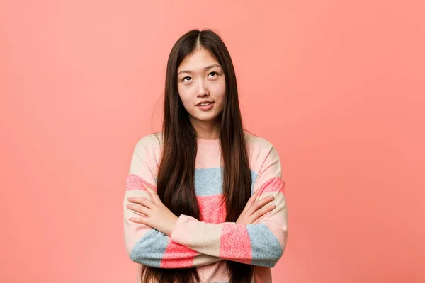 Young Cool Chinese Woman Tired Repetitive Task — 스톡 사진