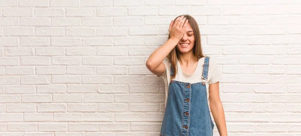 Young hipster woman forgetful, realize something