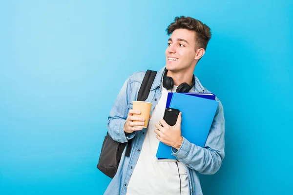 Adolescent Caucasien Homme Prêt Pour Aller École — Photo