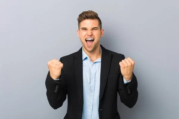 Young Handsome Caucasian Man Cheering Carefree Excited Victory Concept — Stock Photo, Image