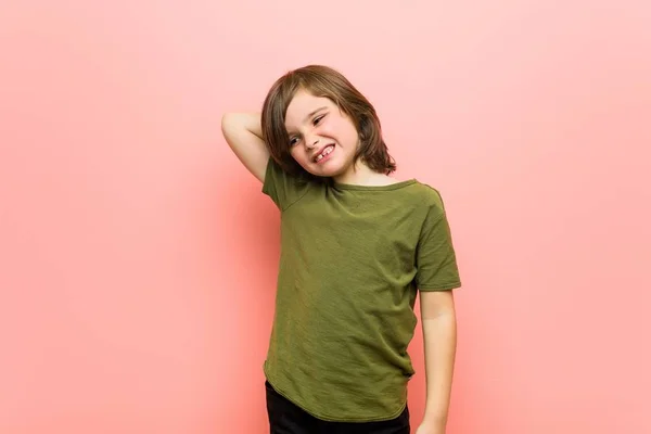 Niño Tocando Parte Posterior Cabeza Pensando Haciendo Una Elección — Foto de Stock