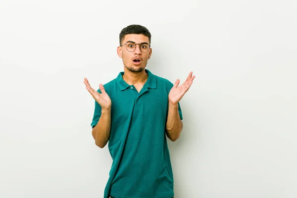 Young Hispanic Man Surprised Shocked — Stock Photo, Image