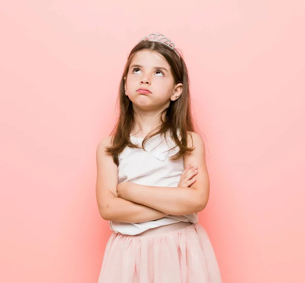 Little Girl Wearing Princess Look Tired Repetitive Task — Stock Photo, Image