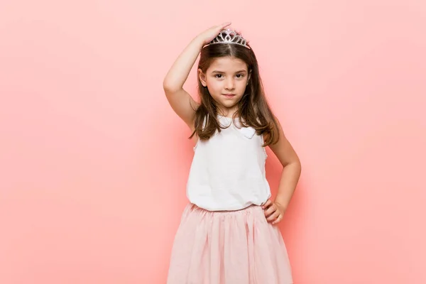 Little Girl Wearing Princess Look Being Shocked She Has Remembered — Stock Photo, Image